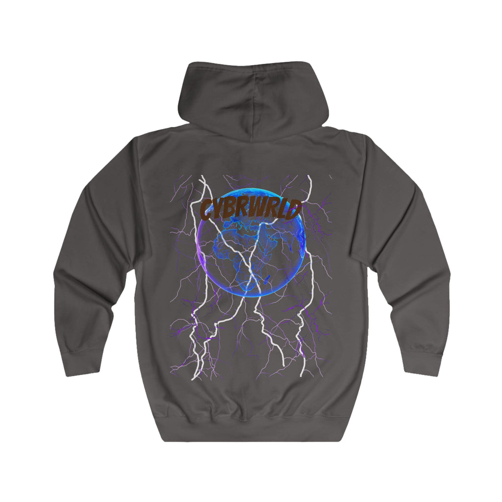 Cybrwrld Full Zip Hoodie-White Lightning
